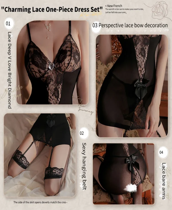 Lace Bodysuit Skirt Set - Image 4