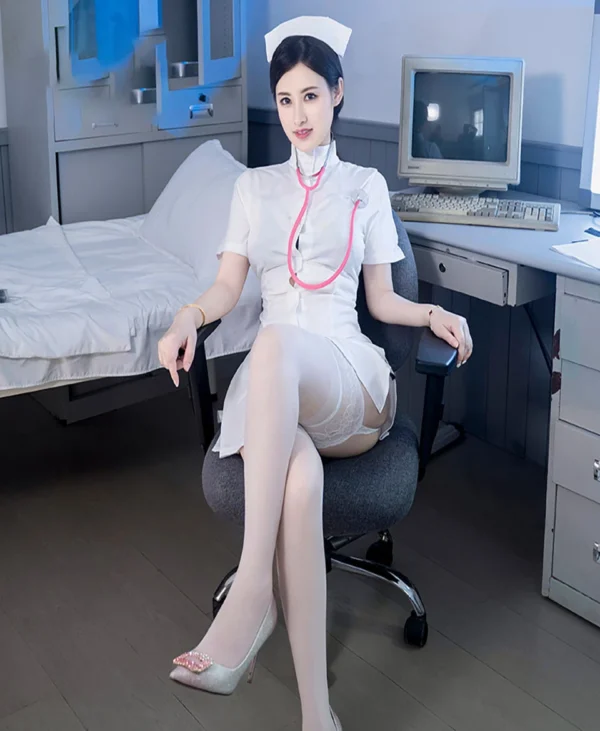 Ascetic Nurse Waist-cinching Dress - Image 2